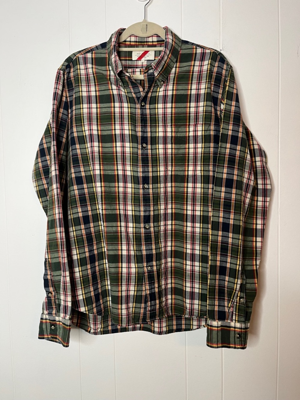 Best Made Co. Men's Plaid Button-Down Shirt in Green and Navy Size XL